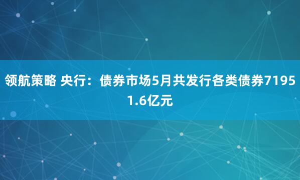 领航策略 央行：债券市场5月共发行各类债券71951.6亿元